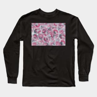 slate gray watercolor roses pattern Long Sleeve T-Shirt